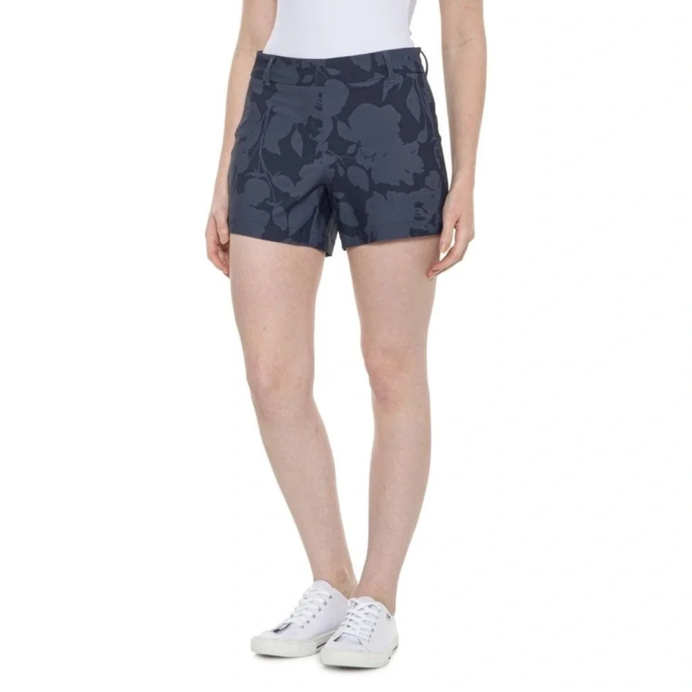 SPANX Sunshine Short 4” Floret Navy Golf Boat Beach Swim Trunks Shorts Large